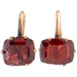 A pair of 9ct gold and spinel earrings, 2g