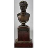 A French bronze bust of Lord Byron, c1840, on milled socle, rich brown patina, on bronze mounted