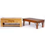 A modernist hardwood coffee table, fitted with three drawers, 45cm h; 111 x 51cm and a