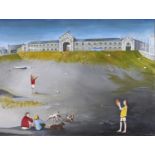 Mary Adshead (1904-1995) - Playing Ball, signed, oil on canvas, 76 x 101cm Good condition,