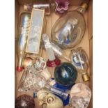 Miscellaneous glass ware, including cranberry and coloured glass jug, glass bauble, various ship's