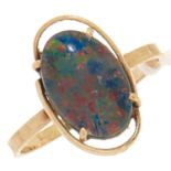 An opal triplet ring, in gold marked 9k, 1.8g, size N