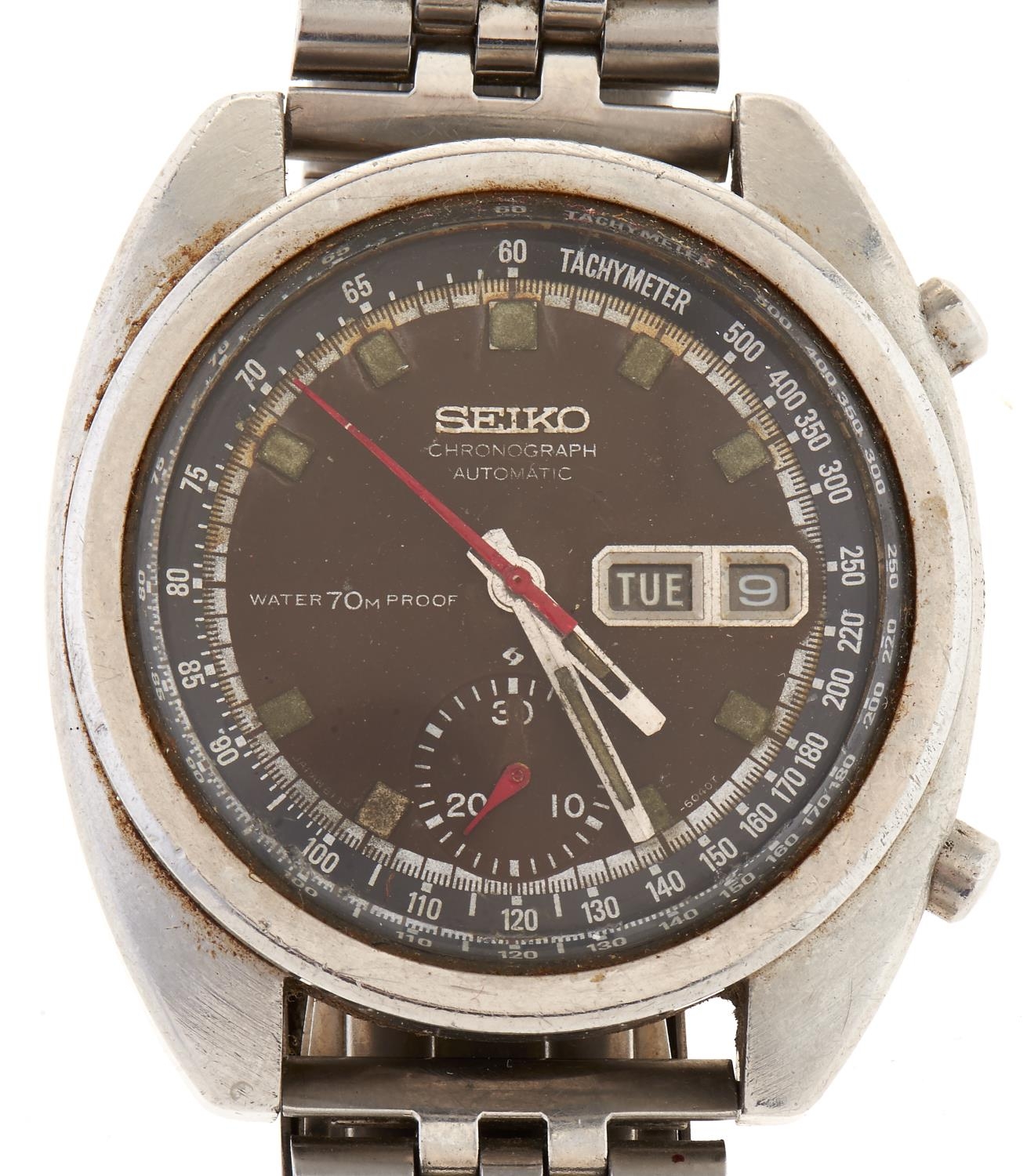 A Seiko stainless steel self-winding gentleman's chronograph wristwatch, Japan 6139-6040T Apparently