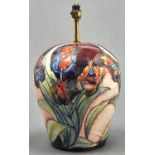 A Moorcroft Red Tulip oviform lamp, late 20th c, 31cm h excluding fitment, impressed mark Good