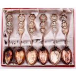 A set of six Chinese silver teaspoons, early 20th c, decorated with calligraphy, marked silver, 2ozs