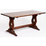 An antique style oak refectory table, 76cm h; 182 x 74cm Numerous scuffs and scratches to corners