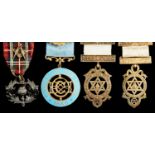 Four silver / silver gilt masonic jewels, comprising Celtic Lodge No. 291 and Parett and Axe Lodge