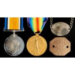 World War I pair, British War Medal and Victory Medal 2 Lieut R P Webster and fibre tag and silver