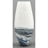 A Teign Valley cased glass Seascape vase, 21st c, 29cm h Good condition