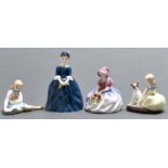 Four Royal Doulton figures of girls and young women, c1970, including My Pet and Golden Days, 14cm h