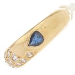 A sapphire and diamond ring, in gold marked 585, 3.7g, size M½