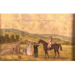 English School, 19th c - Point to Point; Horse and Jockey with its Owner , a pair, both signed