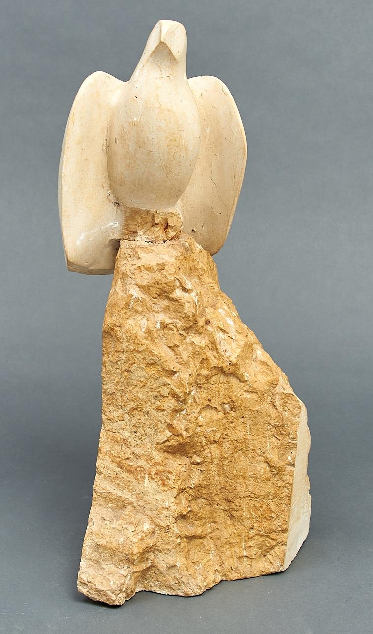 Modern British School - Bird, Hopton Wood stone sculpture, 52cm h Bird broken off rock and re-stuck