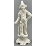 A Continental glazed porcelain commedia dell'arte figure of Pulcinella, 19th c, 16.5cm h Small