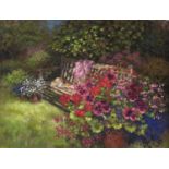 Maureen Jordan (1941 - ) - A Summer Pot by the Seat, signed, pastel, 48 x 64cm Good condition