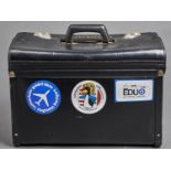 Flying. An aircraft pilot's black leather flight case, c1970/80, the lid painted G-BAAP,
