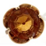 A citrine ring, in gold marked 9ct, 6.8g, size N,