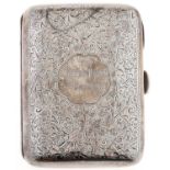 A Victorian silver cigarette case, foliate engraved overall, the front with named cartouche and