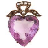 An amethyst pendant, in gold marked 9ct, 3.5g