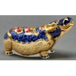 A Royal Crown Derby Hippopotamus paperweight, 20.5cm l, printed mark Good condition, second quality