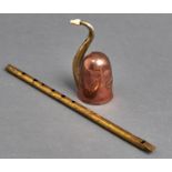 A copper and brass ear trumpet, S Maw, Son & Thompson, London  with cracked ivory ear piece,  15.