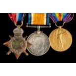 World War I group of three, 1914-15 Star, British War Medal and Victory Medal 10945 PTE J Turner