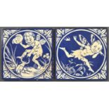 A Robert Minton Taylor 6" 'Imps' wall tile, 1869-75 and a Minton China Works tile from the same