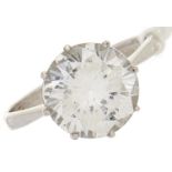 A white stone ring, in white gold marked 750, 3.8g, size L