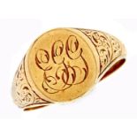 An 18ct gold signet ring, 6.8g, size Q Wear consistent with age