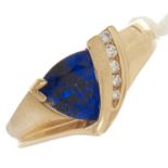 A sapphire and diamond ring, in gold marked 14k, 4.5g, size M