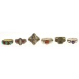 Eleven silver rings, variously gem set, 80g Good condition