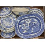 A small quantity of Pekin Sketches pattern blue and white dinner ware; together with a quantity of