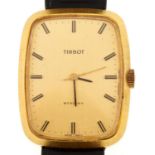 A stylish Tissot gold plated oblong gentleman's wristwatch, Stylist Overwound and not working,