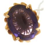 A purple paste ring, in gold marked WAHING 14k 585, 9.4g, size N