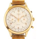 A Swiss gold plated gentleman's chronographe wristwatch, with expanding gold plated bracelet
