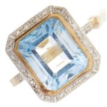 A 9ct gold topaz and diamond ring, 4.5g, size L½