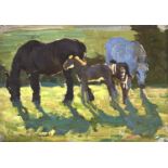 Winifred Wilson (1882-1973) - Study of Horses, signed, oil on board, 19.5 x 27cm Good original