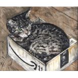 J Crichton, 20th/21st c - Portraits of Favourite Cats, four, one signed with initials, oil on canvas
