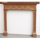 Two pine chimneypieces, 20th c, in George III style, 126cm h x 137cm l and 114cm h x 135cm l