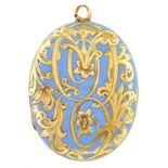 A Victorian 15ct gold and enamel locket, 8g