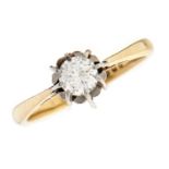 A diamond solitaire ring, the round brilliant cut diamond approx 0.25ct, in 18ct gold, London