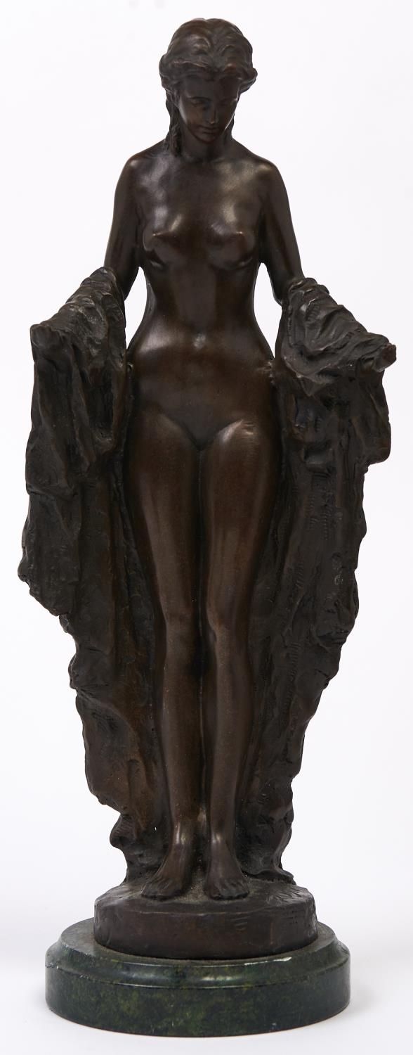 A bronze patinated brass sculpture of a woman, after Rubin, 47cm h overall Good condition