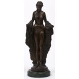 A bronze patinated brass sculpture of a woman, after Rubin, 47cm h overall Good condition