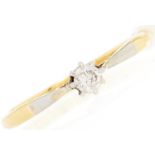 A diamond solitaire ring, in gold marked 18ct plat, 1.6g, size M½