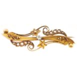 A 15ct gold bar brooch, diamond set, 3.3g