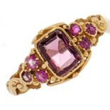 A synthetic ruby ring, in gold, 2.2g, size N