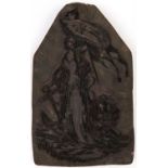 A Victorian calico carved wood printing block, 21.5 x 32.5cm