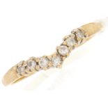 A 9ct gold diamond dart ring, 1.3g, size O½