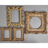 A giltwood and composition picture frame  late 19th c, sight 24cm diam; a Florentine giltwood
