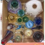 A quantity of Victorian and later coloured glassware, to include Edwardian green glass two handled